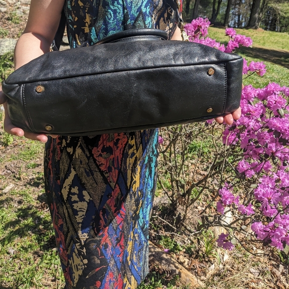 Tory Burch Black Leather Holland Satchel Shoulder Bag w/ Adjustable Strap - Picture 3 of 11